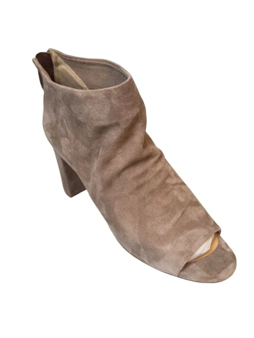 VAN ELi Women's Shoes Peep Toe Ankle Boots Beige Suede Size 8.5
